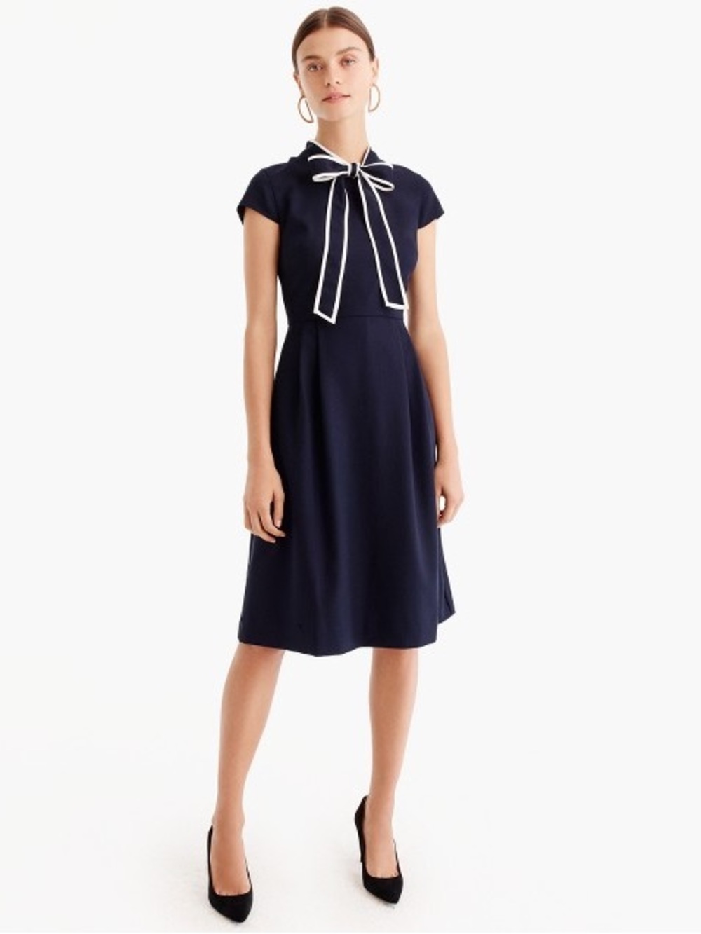 J Crew - Women’s Navy Bow-Tie Fit & Flare Dress
